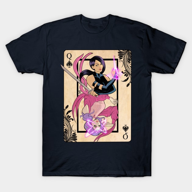 Psylocke Queen of Spades T-Shirt by sergetowers80